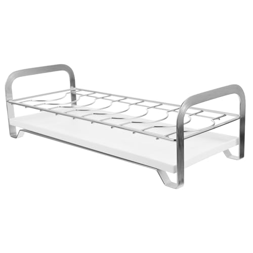 EXHUMKY Edelstahl Geschirrabtropfgestell mit Abtropfschale Platzsparender Küchentheke Organizer für Teller Tassen und Besteck Schnelles Wasserablauf Design Leicht zu Reinigen Teilig von EXHUMKY