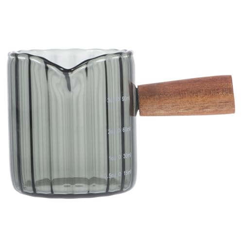 EXHUMKY Espresso Messbecher Holzgriff Milchmessbecher Multifunktionale Kaffeetasse für Espresso Milch Sahne Gießen von Flüssigkeiten von EXHUMKY