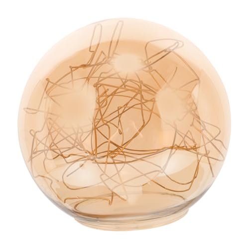 EXHUMKY Glaslampenschirm Kugelform Ø Single hole Ersatzlampenschirm aus Robustem Glas mit Goldener Drahtverzierung für Dekorative Deckenleuchten Wohnzimmer Schlafzimmer Esszimmer von EXHUMKY