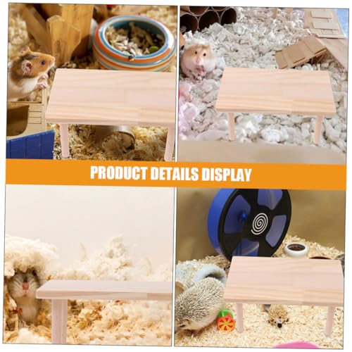 EXHUMKY Hamsterplattform aus Massivem Holz mit Rampe Robust und Knabberfest Bietet Extra Kletter Spielbereich für Kleine Hamster und Kleintiere Mittlere für Goldhamsterkäfige von EXHUMKY