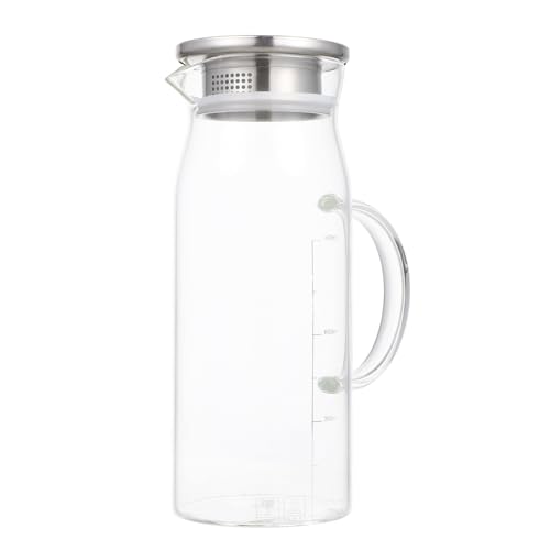 EXHUMKY Hochtemperaturbeständiger Glaskrug Wasser und Milchbehälter mit Deckel für Kalte Getränke Leicht und Tragbar für Zuhause und Gastronomie EXHUMKY Hochtemperaturbeständiger Glaskrug Wasser und Milchbehälter mit Deckel für Kalte Getränke Leicht und Tragbar für Zuhause und Gastronomie von EXHUMKY