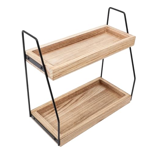 EXHUMKY Holz Toiletten Aufbewahrungsregal Multifunktionales Badezimmer Organizer mit Doppelter Ablage Küchen Gewürz Rack Robustes und Holzdesign für Kosmetik Kleine Gegenstände EXHUMKY Holz Toiletten Aufbewahrungsregal Multifunktionales Badezimmer Organizer mit Doppelter Ablage Küchen Gewürz Rack Robustes und Holzdesign für Kosmetik Kleine Gegenstände von EXHUMKY