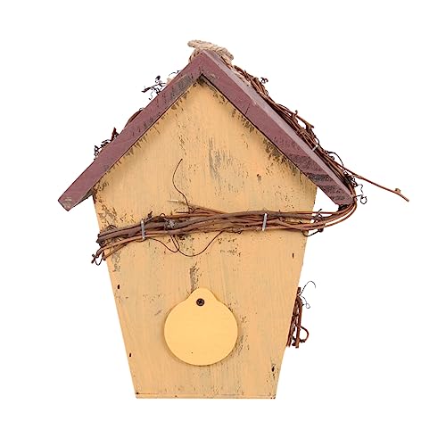 EXHUMKY Holz Vogelhaus mit Dach Kreatives Design Hängende Deko für Garten Outdoor Dekoration Einzigartiges Handwerk für Zuhause und Büro von EXHUMKY