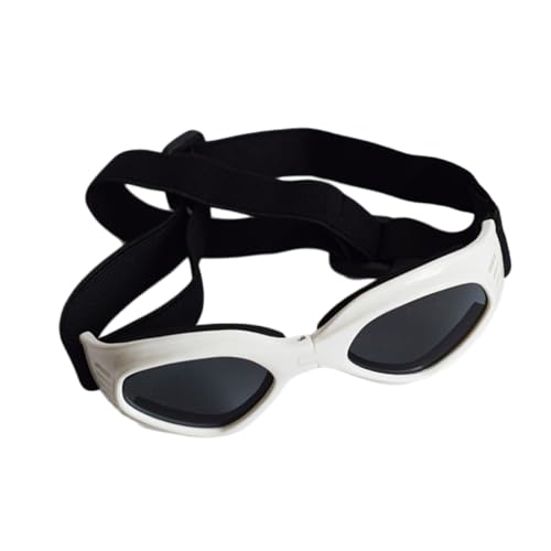 EXHUMKY Hundebrille für Hunde und Katzen UV Schutz Sonnenbrille für Haustiere mit Verstellbarem Gummiband Winddicht und Schützend Weiß von EXHUMKY