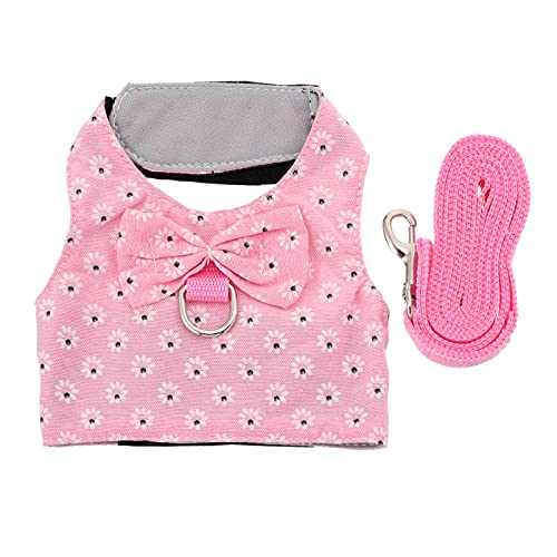 EXHUMKY Kaninchen Weste Geschirr mit Leine Atmungsaktive Outdoor Vest für Kleine Tiere für und Süßes Design mit Schleifenverzierung von EXHUMKY