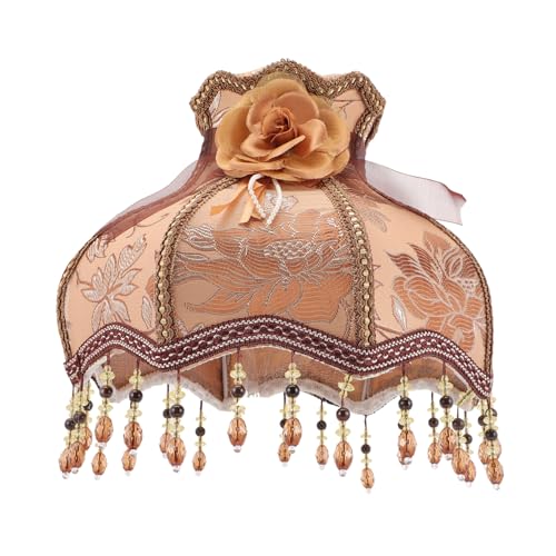EXHUMKY Klassischer Lampenschirm im Europäischen Retro Stil mit Fransen für Tischlampen Elegante Lichtabdeckung für Schlafzimmer und Wohnzimmer Leicht zu Installieren von EXHUMKY