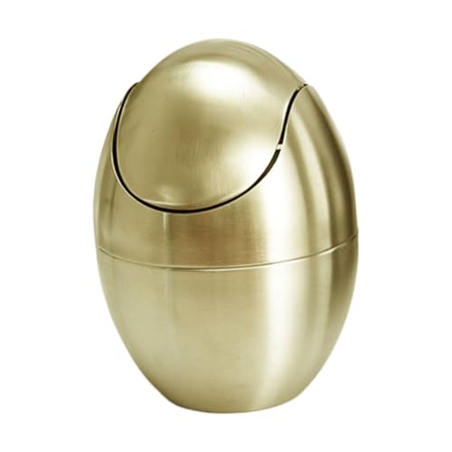 EXHUMKY Kleiner Mülleimer mit Schwingdeckel Eiförmiger Abfalleimer Gold Kompakt und Langlebig für Küche Bad Büro Schreibtisch und Theken Geeignet EXHUMKY Kleiner Mülleimer mit Schwingdeckel Eiförmiger Abfalleimer Gold Kompakt und Langlebig für Küche Bad Büro Schreibtisch und Theken Geeignet von EXHUMKY