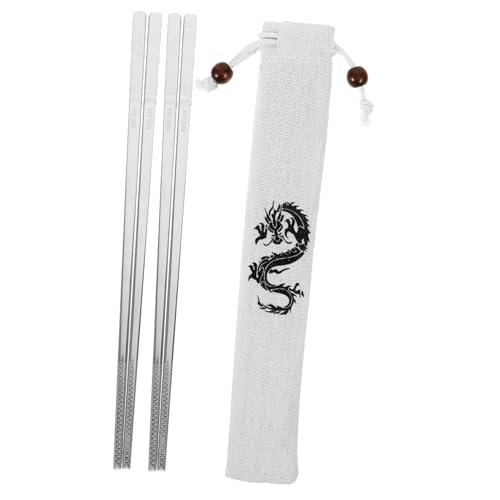 EXHUMKY Leichtes Metall essstäbchen Drachenmuster Rutschfest Robust Wiederverwendbare Haushaltsstäbchen mit Praktischem Stoffbeutel für Asiatische Dinner und Geschenke EXHUMKY Leichtes Metall essstäbchen Drachenmuster Rutschfest Robust Wiederverwendbare Haushaltsstäbchen mit Praktischem Stoffbeutel für Asiatische Dinner und Geschenke von EXHUMKY