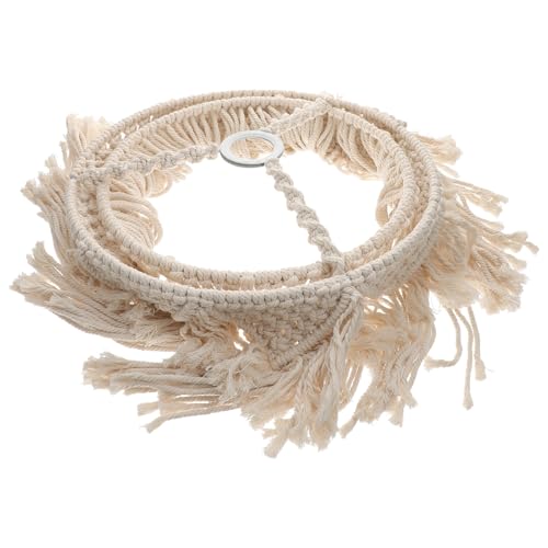 EXHUMKY Makramee Lampenschirm Handgewebte Deckenleuchte im Boho Stil für Wohnzimmer Schlafzimmer und Restaurant Leichte Dekorative Lichtabdeckung mit Kreativem Design und Einfacher von EXHUMKY
