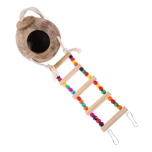 EXHUMKY Natürlicher Nistplatz mit Leiter Spielnest für Kleine Tiere Pet Cage Habitat für Wellensittiche und von EXHUMKY