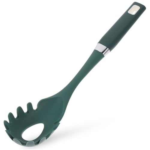 EXHUMKY Silikon Nudellöffel mit Antihaftbeschichtung Hitzebeständiger Spaghetti Löffel Multifunktionales Küchenutensil für Zuhause zum Servieren von Nudeln Eiern und von EXHUMKY