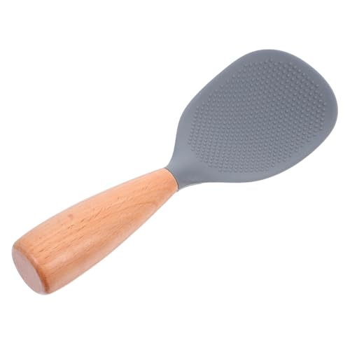 EXHUMKY Silikon Reislöffel Mit Holzgriff Hitzebeständige Antihaftbeschichtete Küchenschaufel Für Reiskocher Ergonomischer Selbststehender Servierlöffel Lebensmittelecht Und von EXHUMKY