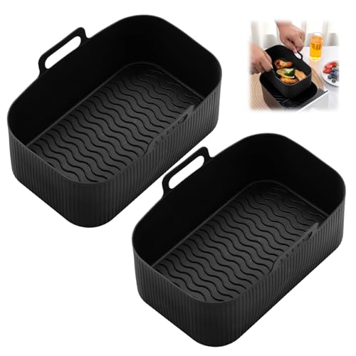 2 Stück Airfryer Silikonform für Ninja, Silikonform Ninja Heißluftfritteuse, Backform für Ninja, Auflaufform Ninja Foodi Max Dual Zone, Wiederverwendbar Air Fryer Accessories für Ninja Foodi AF300EU von EXIN DECHEN