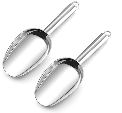 2 Stück Edelstahl Eisschaufel, Mehlschaufel Futterschaufel Süßigkeitenschaufel, Kaffeeschaufel Gewürzschaufel Eiswürfel Schaufel, Abwiegeschaufel Abfüllschaufel für Küche, Bar, Hochzeit, Lebensmittel von EXIN DECHEN