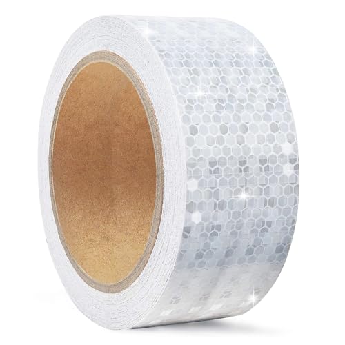 5cm x 10m Reflektierendes Klebeband für Außen,Selbstklebend Klebeband Reflektorbandz,Reflective Tape Weiß,Wasserdicht Reflektor Klebeband,Warnklebeband Fluoreszierendes Wetterfest Sicherheit Warnband von EXIN DECHEN