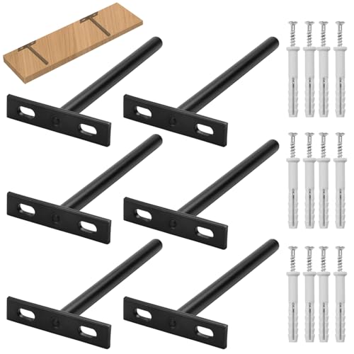 6 Stück Regalhalterung Unsichtbar,128 mm/5 in Tablarträger aus Metall,Schwebende Regalhalterung mit Schrauben und Expansionsrohre,Unsichtbare Regalhalterung,Wandregal Halterung Unsichtbar für Regale von EXIN DECHEN