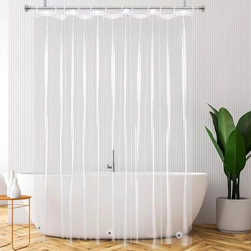 Duschvorhang Transparent 180x180cm, Badevorhang Plastik PEVA Duschvorhang Durchsichtig, Antischimmel Wasserdicht Duschvorhänge mit 3 Magnete und 12 Ringe, Badvorhang für Badewanne, Badezimmer von EXIN DECHEN