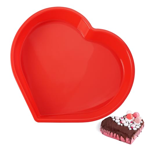 EXIN DECHEN 1 Stück Herz Backform Silikon Herzform, 25cm Herzform Silikon Nicht klebend und Leicht für Kann in Heimöfen Verwendet Werden, Herz Silikonform für Kuchen, Pudding und Gelee zu Schaffen von EXIN DECHEN