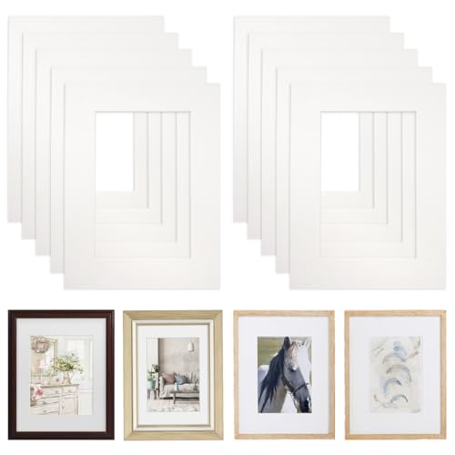 EXIN DECHEN 10 Stück Passepartout 15x20 cm Außenmaß 9x14 cm Innengröße, Passepartouts aus Pappe Weiß, Passepartout Karton Bilderrahmen für Bilder, Fotos, Postkarten, Kunstdrucke von EXIN DECHEN