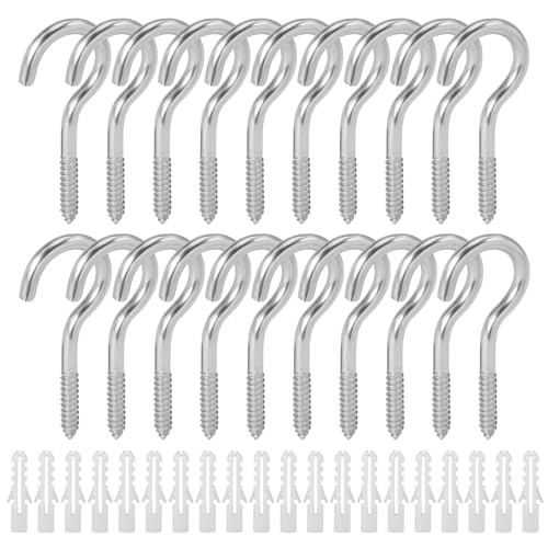 20 Stück Hakenschraube Set, M5x65mm Schraubhaken Edelstahl, Robuste Deckenhaken, Schraubösen, Haken zum Schrauben, Selbstschneidende Ösenschraubenhaken, Offene Schraube Haken für Haus, Büro, Outdoor von EXIN DECHEN