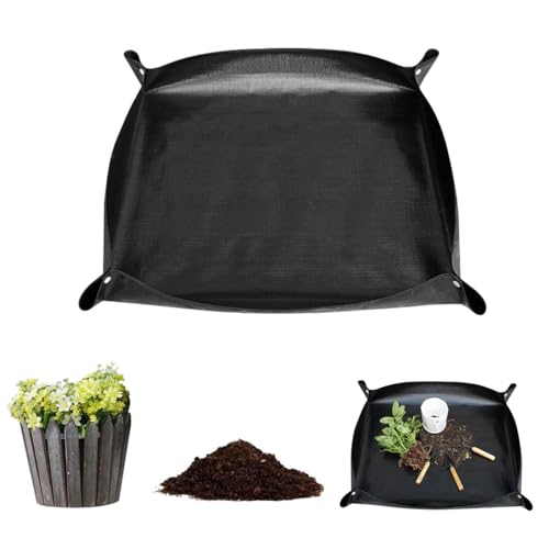 Pflanzmatte 100x100 cm,Wasserdichte Pflanzenmatte Gartenmatte,Pflanzunterlage Faltbar,Pflanzen Umtopfmatte Groß,Gartenpflanzmatte Schwarz Umpflanzmatte für Umtopf,Sämling,Bodenwechsel,Beschneiden von EXIN DECHEN