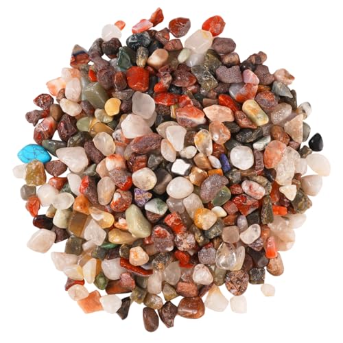 Trommelsteine Bunter Set, 1000g Edelsteine für Kinder Schatzsuche Mineralien Dekosteine Halbedelsteine Kleine Edelsteine Kinder Ideal für Kindergeburtstag Schatzsuche Dekoration Sukkulenten Aquarium von EXIN DECHEN