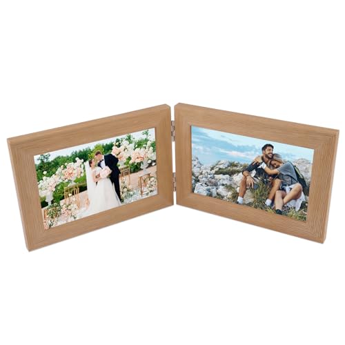 Bilderrahmen Doppelt Klappbare, Doppelbilderrahmen 10x15, Klappbarer Fotorahmen,Doppelter Bilderrahmen Faltbar 2 Fotos,Doppelbilderrahmen Holz,für Tischausstellung oder Geschenke(Holzfarbe,Querformat) Bilderrahmen Doppelt Klappbare, Doppelbilderrahmen 10x15, Klappbarer Fotorahmen,Doppelter Bilderrahmen Faltbar 2 Fotos,Doppelbilderrahmen Holz,für Tischausstellung oder Geschenke(Holzfarbe,Querformat) von EXIN DEHCEN