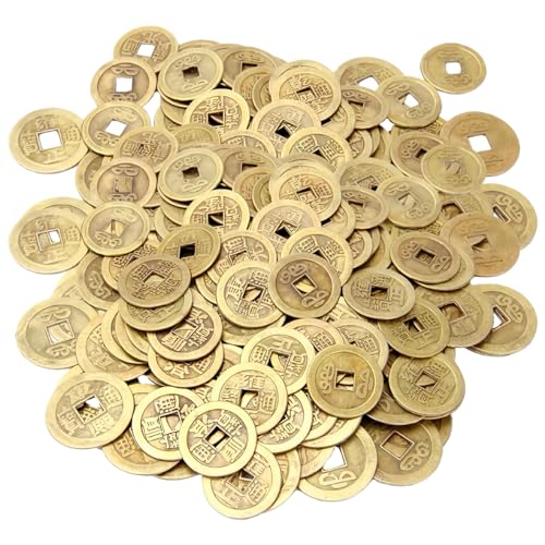 EXIN DEHCEN 100 Stück Chinesische Glücksmünzen, Farbe Bronze Chinesische Münzen, Dünn Feng Shui Münzen, Chinesische Glücksbringer Symbolisiert Gesundheit, Reichtum Und Glück (1 Inch) von EXIN DEHCEN