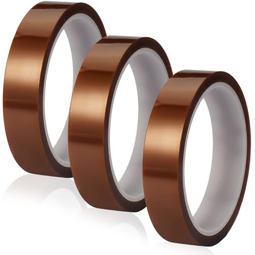 3 Rollen Hitzebeständiges Klebeband, Polyimid Film Tape Hohe Temp Kapton Tape Klebeband Hitzebeständig Electrical Tape Kupfer Klebeband Hochtemperaturband Elektronik Isolierband (20 mm x 33 m) von EXIN DEHCEN