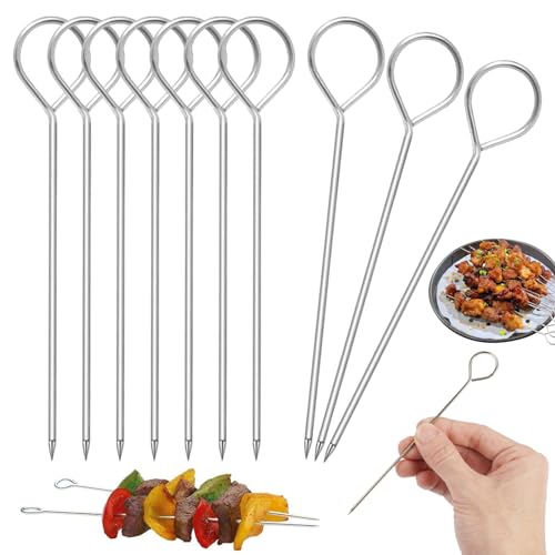 Rouladennadeln Edelstahl Rostfrei-50er Set, Kleine Spieße für Rouladen mit Öse Und Scharfer Spitze, Schaschlikspieße Edelstahl 15cm, Wiederverwendbar Rouladennadeln Rouladenspieße, Rostfrei, Stabil von EXIN DEHCEN