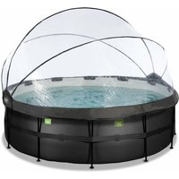 Exit Toys - exit Black Leather Pool ø427x122cm mit Sandfilterpumpe und Abdeckung - schwarz von EXIT TOYS