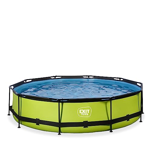 EXIT Toys Lime Pool - ø360x76cm - Großer, Runder Rahmenpool mit Kartuschenfilterpumpe - Leicht Zugänglich - Für Kleinkinder Geeignet - Starker Rahmen - Einzigartiges Design - Grün von EXIT TOYS