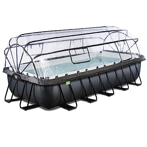 EXIT Toys Black Leather Pool mit Abdeckung - 540x250x100cm - Großer, Rechteckiger Rahmenpool mit Sandfilterpumpe und Poolleiter - Extra Tief - Für Sauberes und Warmes Poolwasser - Schwarz von EXIT TOYS