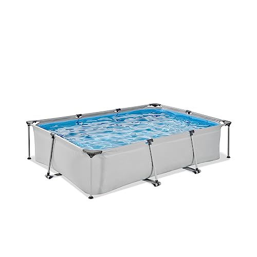 EXIT Toys Soft Grey Pool - 300x200x65cm - Rechteckiger, Kompakter Rahmenpool mit Kartuschenfilterpumpe - Leicht Zugänglich - Für Kleinkinder Geeignet - Starker Rahmen - Einzigartiges Design - Grau von EXIT TOYS