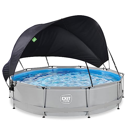EXIT Toys Soft Grey Pool mit Sonnensegel - ø360x76cm - Runder Rahmenpool mit Kartuschenfilterpumpe - Optimaler UV-Schutz - Leicht Zugänglich - Starker Rahmen - Einzigartiges Design - Grau EXIT Toys Soft Grey Pool mit Sonnensegel - ø360x76cm - Runder Rahmenpool mit Kartuschenfilterpumpe - Optimaler UV-Schutz - Leicht Zugänglich - Starker Rahmen - Einzigartiges Design - Grau von EXIT TOYS