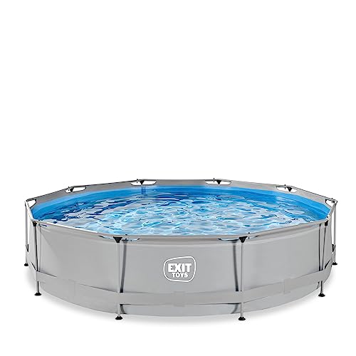 EXIT Toys Soft Grey Pool - ø360x76cm - Großer, Runder Rahmenpool mit Kartuschenfilterpumpe - Leicht Zugänglich - Für Kleinkinder Geeignet - Starker Rahmen - Einzigartiges Design - Grau von EXIT TOYS