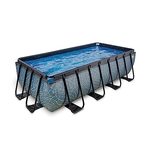 EXIT Toys Stone Pool - 400x200x100cm - Großer, Rechteckiger Rahmenpool mit Kartuschenfilterpumpe - Extra tiefer Pool - Starker Rahmen - Inklusive Poolleiter - Einzigartiges Design - Grau EXIT Toys Stone Pool - 400x200x100cm - Großer, Rechteckiger Rahmenpool mit Kartuschenfilterpumpe - Extra tiefer Pool - Starker Rahmen - Inklusive Poolleiter - Einzigartiges Design - Grau von EXIT TOYS