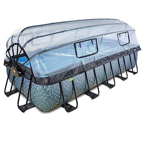 EXIT Toys Stone Pool mit Abdeckung - 540x250x122cm - Großer, Rechteckiger Rahmenpool mit Sandfilterpumpe, Wärmepumpe und Poolleiter - Extra tiefer Pool - Für Sauberes und Warmes Poolwasser - Grau EXIT Toys Stone Pool mit Abdeckung - 540x250x122cm - Großer, Rechteckiger Rahmenpool mit Sandfilterpumpe, Wärmepumpe und Poolleiter - Extra tiefer Pool - Für Sauberes und Warmes Poolwasser - Grau von EXIT TOYS