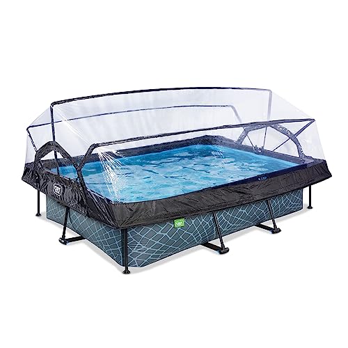 EXIT Toys Stone Pool mit Multifunktionale Abdeckung - 300x200x65cm - Rechteckiger, Kompakter Rahmenpool mit Kartuschenfilterpumpe - Leicht Zugänglich - Für Sauberes und Warmes Poolwasser - Grau EXIT Toys Stone Pool mit Multifunktionale Abdeckung - 300x200x65cm - Rechteckiger, Kompakter Rahmenpool mit Kartuschenfilterpumpe - Leicht Zugänglich - Für Sauberes und Warmes Poolwasser - Grau von EXIT TOYS