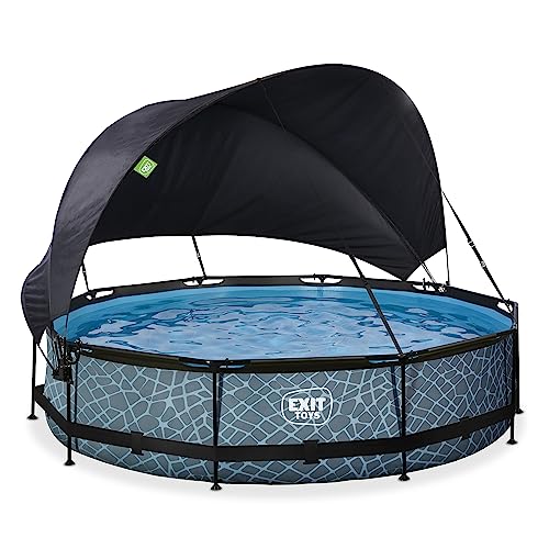 EXIT Toys Stone Pool mit Sonnensegel - ø360x76cm - Runder Rahmenpool mit Kartuschenfilterpumpe - Optimaler UV-Schutz - Leicht Zugänglich - Starker Rahmen - Einzigartiges Design - Grau EXIT Toys Stone Pool mit Sonnensegel - ø360x76cm - Runder Rahmenpool mit Kartuschenfilterpumpe - Optimaler UV-Schutz - Leicht Zugänglich - Starker Rahmen - Einzigartiges Design - Grau von EXIT TOYS