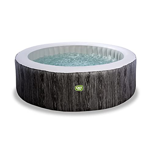 EXIT Toys Wood Deluxe Whirlpool - ø204x65cm - Aufblasbarer Whirpool Outdoor - für 4 Personen - Inkl. Heizung, Filterpumpe und Isolierende Abdeckplane - 140 Luftdüsen – Extra Solide Wände – Dunkelgrau von EXIT TOYS