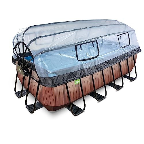 EXIT Toys Wood Pool mit Abdeckung - 400x200x122cm - Großer, Rechteckiger Rahmenpool mit Sandfilterpumpe, Wärmepumpe und Poolleiter - Extra tiefer Pool - Für Sauberes und Warmes Poolwasser - Braun EXIT Toys Wood Pool mit Abdeckung - 400x200x122cm - Großer, Rechteckiger Rahmenpool mit Sandfilterpumpe, Wärmepumpe und Poolleiter - Extra tiefer Pool - Für Sauberes und Warmes Poolwasser - Braun von EXIT TOYS