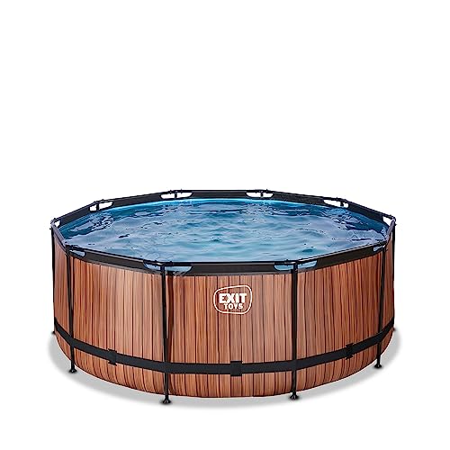 EXIT Toys Wood Pool - ø360x122cm - Ersatz Frame Pool für Zubehör - Großer, Runder Rahmenpool - Extra tiefer Pool - Ohne Pumpe und Leiter - Durchmesser Schlauchanschluss: 32 mm - Braun von EXIT TOYS