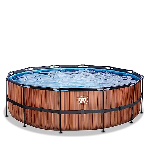 EXIT Toys Wood Pool - ø450x122cm - Ersatz Frame Pool für Zubehör - Großer, Runder Rahmenpool - Extra tiefer Pool - Ohne Pumpe und Leiter - Durchmesser Schlauchanschluss: 32 mm - Braun von EXIT TOYS