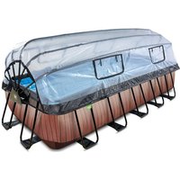 Exit Wood Pool 540x250x122cm mit Sandfilterpumpe und Abdeckung und Wärmepumpe - braun von EXIT TOYS