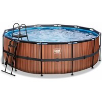 EXIT Wood Pool ø427x122cm mit Filterpumpe - braun von EXIT TOYS