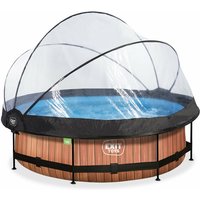EXIT Wood Pool ø300x76cm mit Filterpumpe und Abdeckung - braun von EXIT TOYS