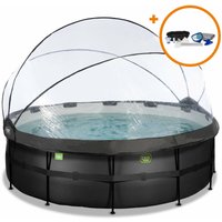 Exit Toys - exit Black Leather Pool ø427x122cm mit Sandfilterpumpe und Abdeckung und Zubehörset - schwarz von EXIT TOYS