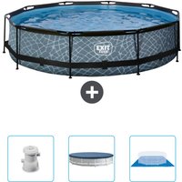 Exit Toys - exit Runder Steinrahmenpool – 360 x 76 cm – Inklusive Zubehör CB88 von EXIT TOYS