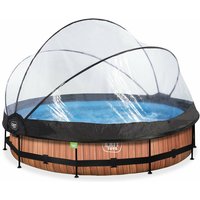 Exit Toys - exit Wood Pool ø360x76cm mit Filterpumpe und Abdeckung - braun von EXIT TOYS